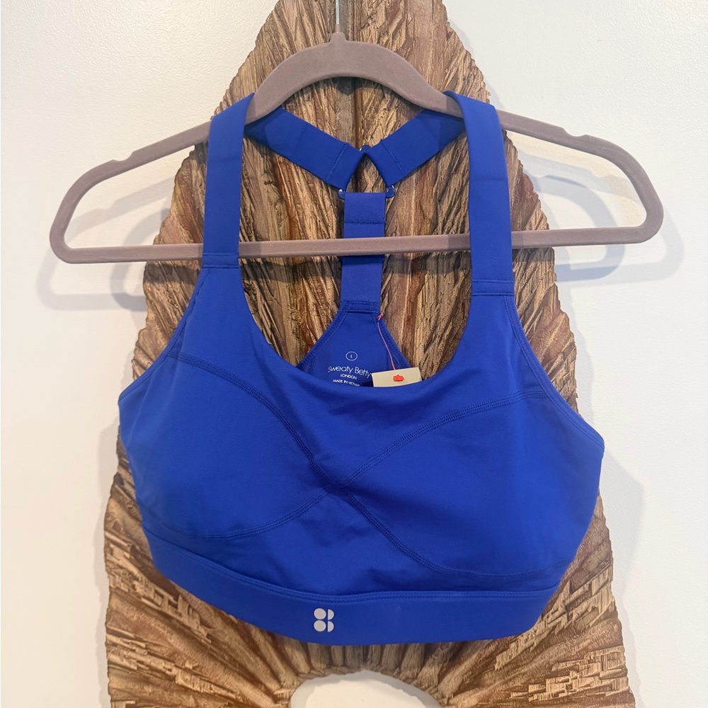 Sweaty Betty Cobalt Blue Strappy-Back Sports Bra New With Tags Size L